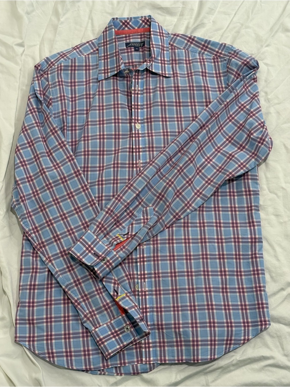 Jeremy Argyle NYC Light Blue and Red Plaid Dress Shirt